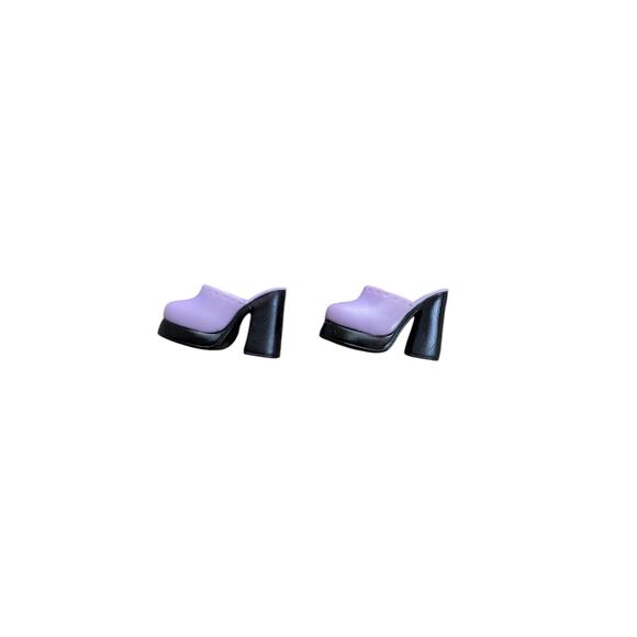 Pre-owned Barbie Doll Purple Black Glog Slip On Platform Shoes Fits Petite Dolls - Picture 1 of 4
